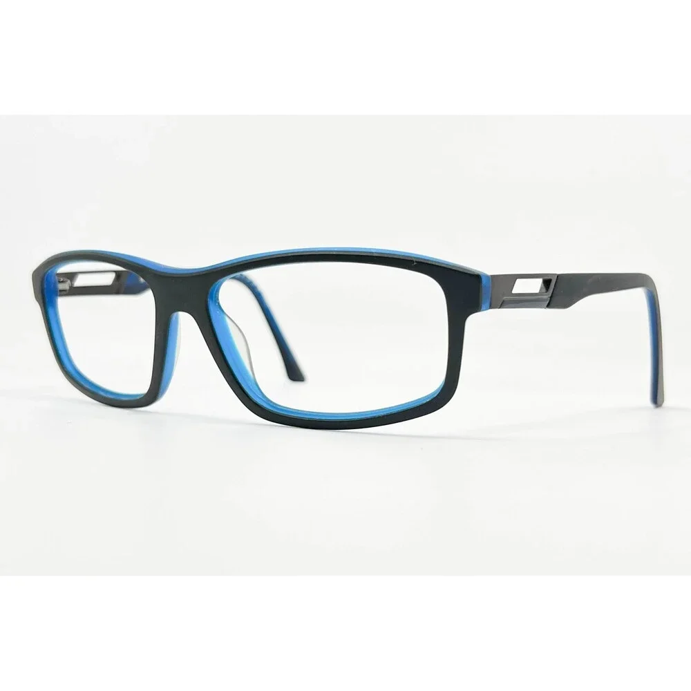 Shaquille O'Neal Eyeglasses Mens Black Blue Full Rim Zyloware 172 8002 145